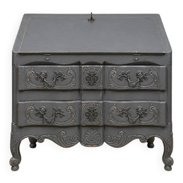 Commode scriban balbée de style Louis XV en bois laqué