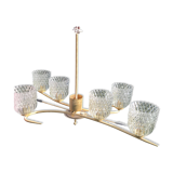 lustre long avec 6 globes en verre