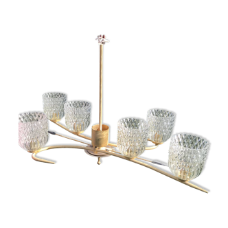 long chandelier with 6 glass globes