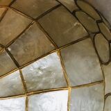 Mother-of-pearl chandelier and brass shape flower 70s