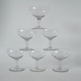 Set of 6 engraved crystal champagne glasses 1950