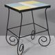Vintage side table, wrought iron & ceramic tiles, 1950s design.