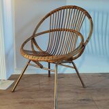 Rattan shell armchair