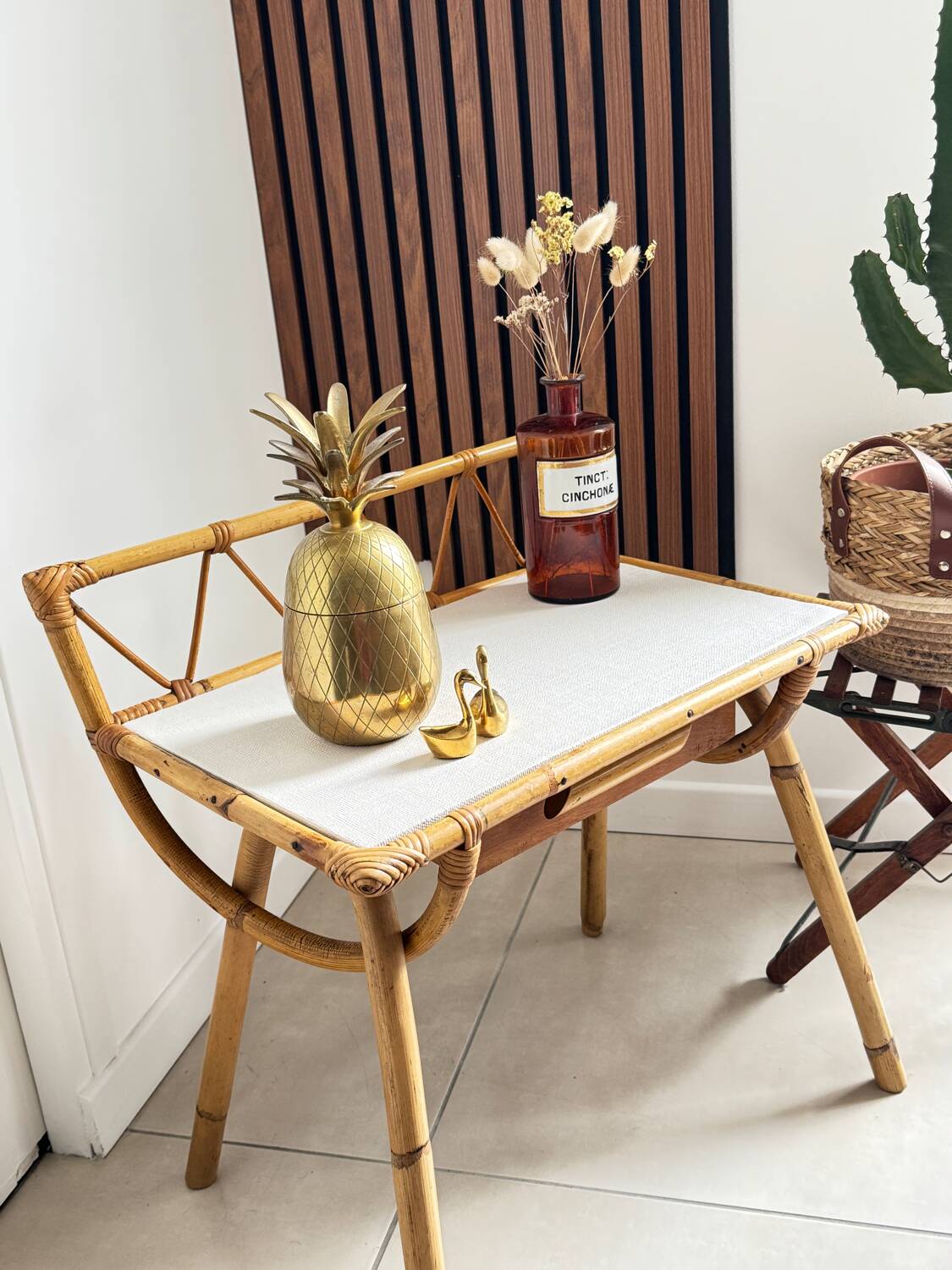 Vintage rattan side table