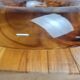 Art Deco Davidson "Cloud Glass" amber centrepiece bowl – vintage English flower holder