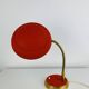 1950s desk lamp, red metal and brass