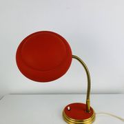 1950s desk lamp, red metal and brass