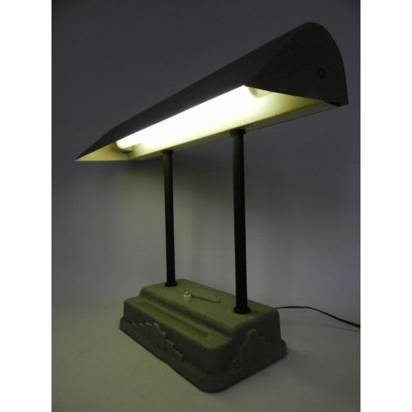 Lampe de bureau art déco Sevadac avec lampe fluorescente