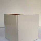 Tan Leather Cube Chair inspired by Lella & Massimo Vignelli