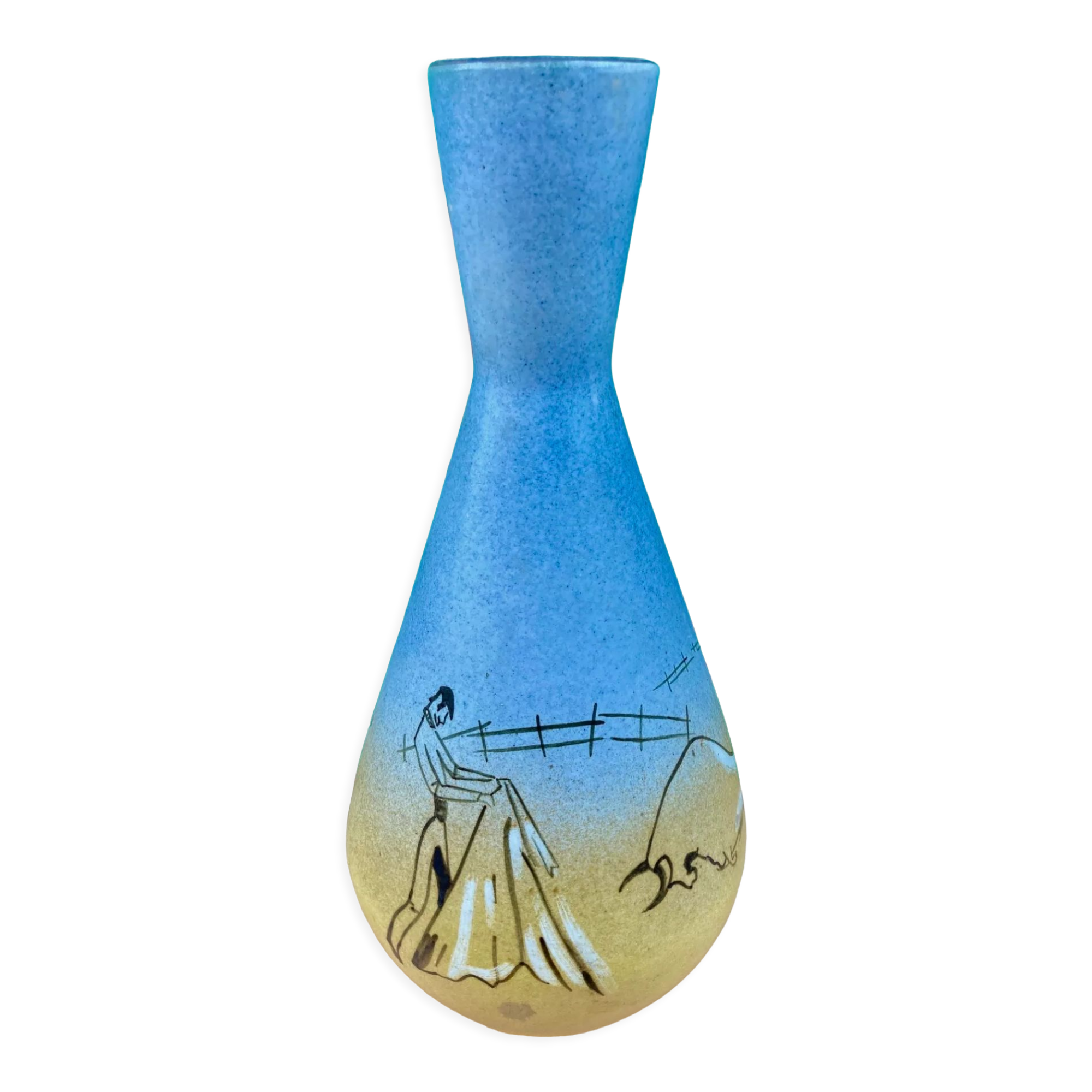 Ceramic vase - humorous -bullfighting -bullfighting