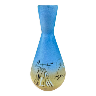 Vase ceramique, humoristique, corrida, tauromachie