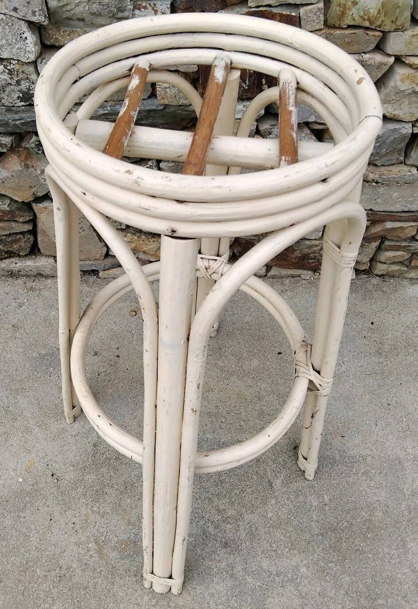 Tabouret De Bar En Rotin Vintage Année 70