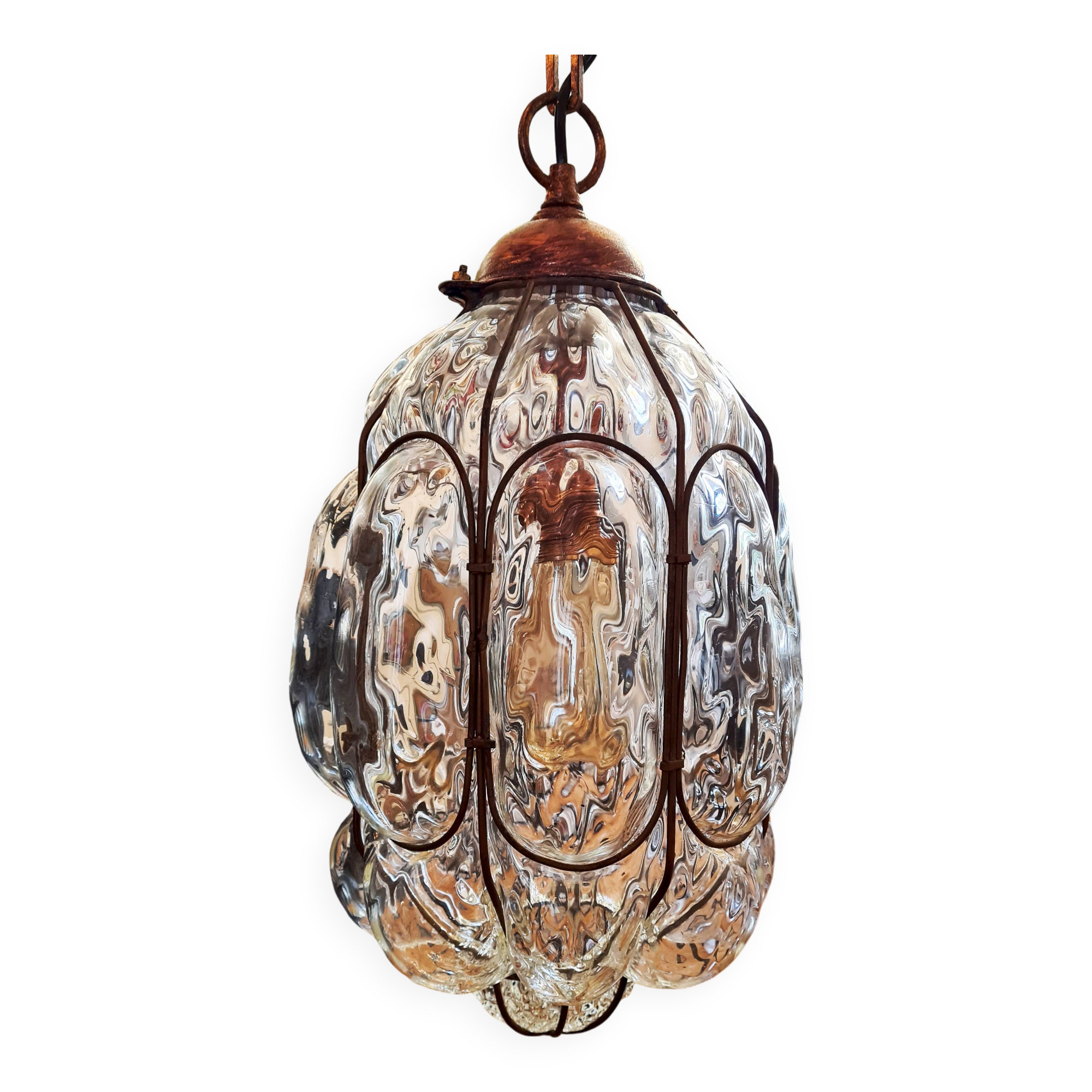 Murano glass hand-blown pendant light, mid-20th century