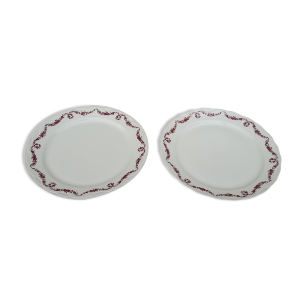 Set  de 2 assiettes en porcelaine Masse et Surget diam 24 cm