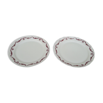 Set  de 2 assiettes en porcelaine Masse et Surget diam 24 cm