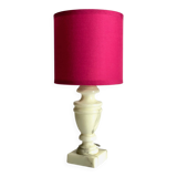 Vintage marble and fuchsia fabric lamp