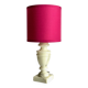 Vintage marble and fuchsia fabric lamp