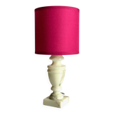 Vintage marble and fuchsia fabric lamp