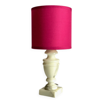 Vintage marble and fuchsia fabric lamp