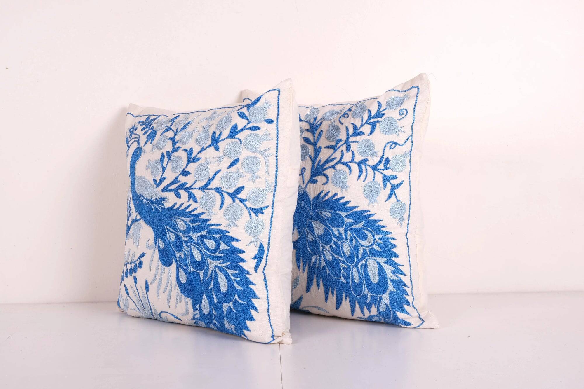 Set of 2 vintage embroidered cushion covers 46x46 cm