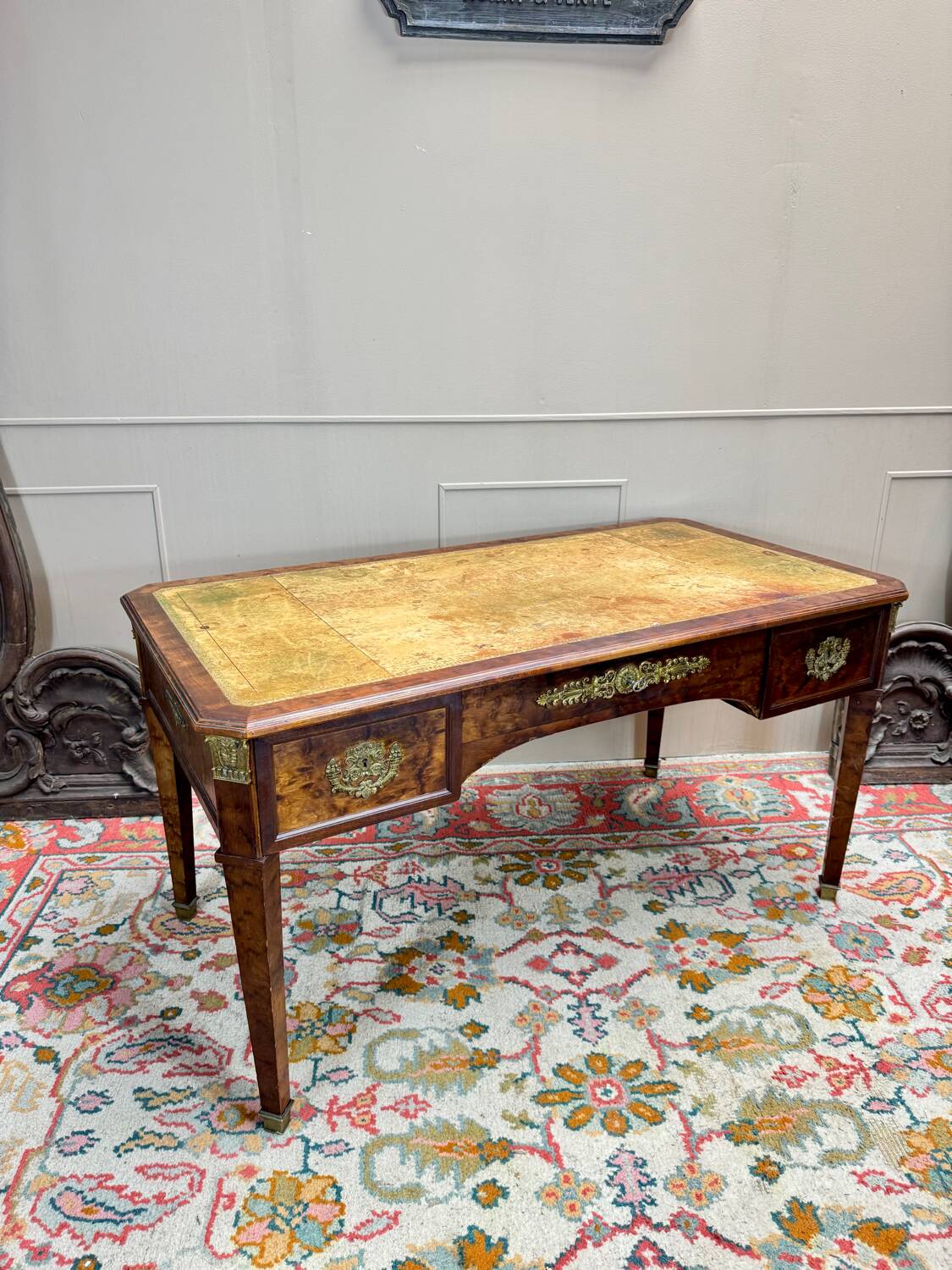 Bureau Plat Double Faces En Acajou De Style Louis XVI XIX Eme Siècle