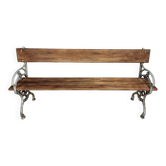 Banc de jardin ancien, banc de parc en fonte avec bois dur 170 cm