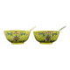 Pair of porcelain bowls and spoons "Famille Rose" China, early 20th century.