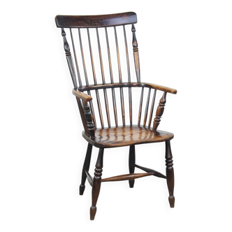 Chaise Windsor antique à fuseau en bois
