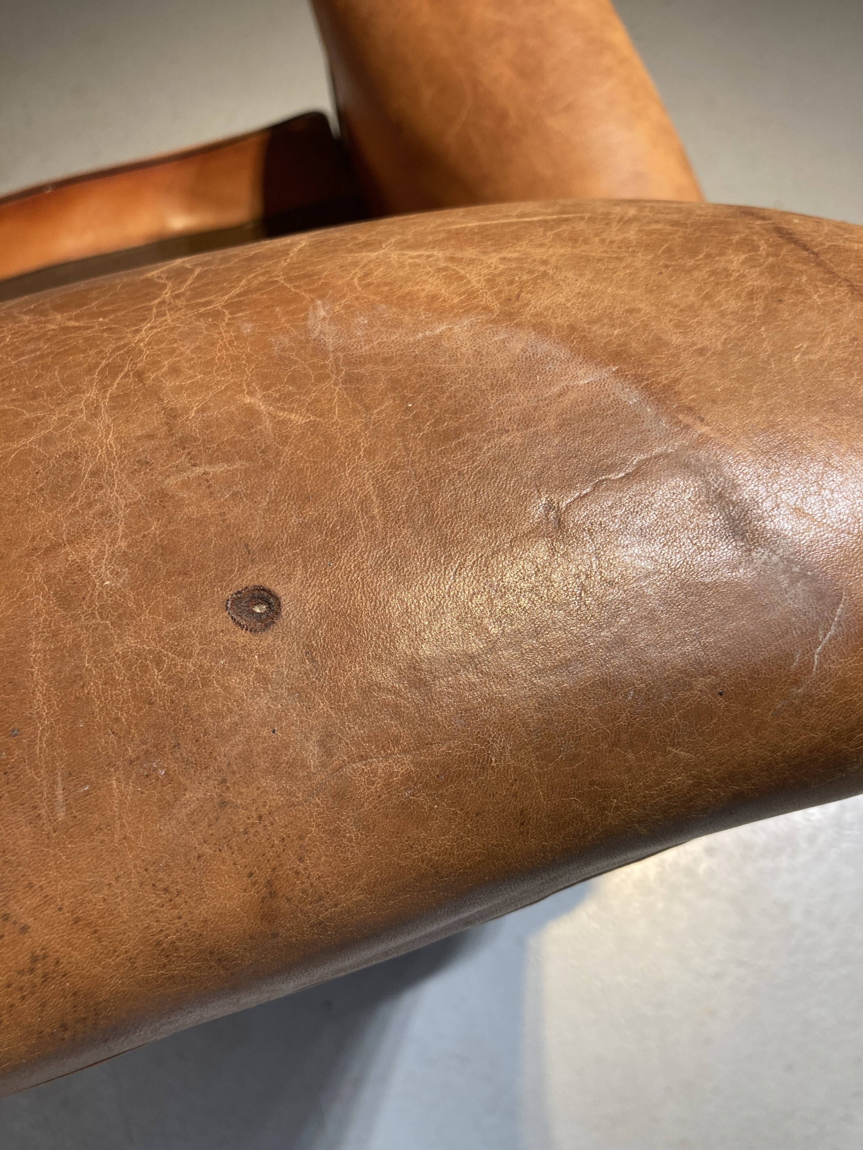 Brown leather armchair