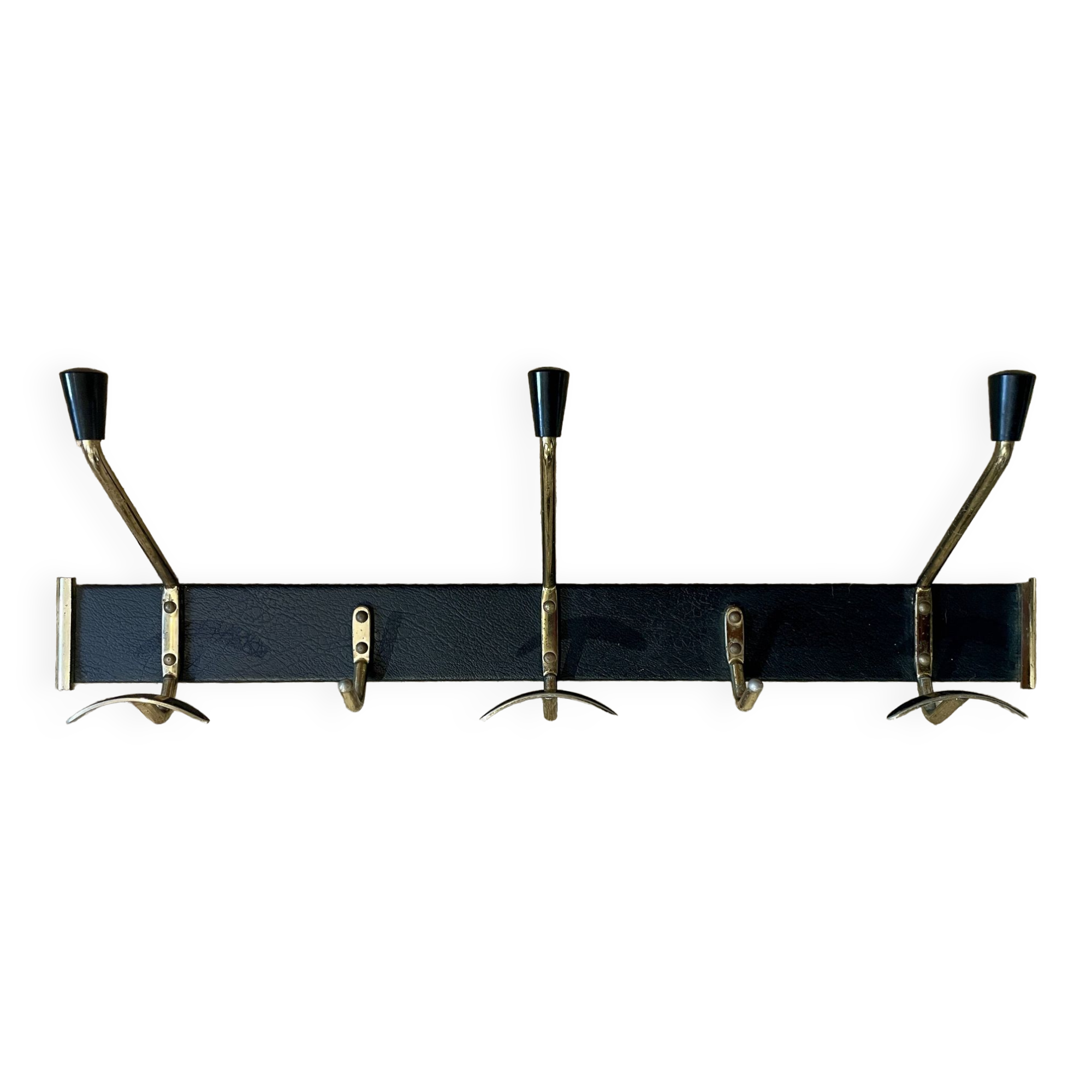 Wall coat rack with 5 vintage hooks