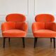 Paire de fauteuils italiens en velours corail, années 70