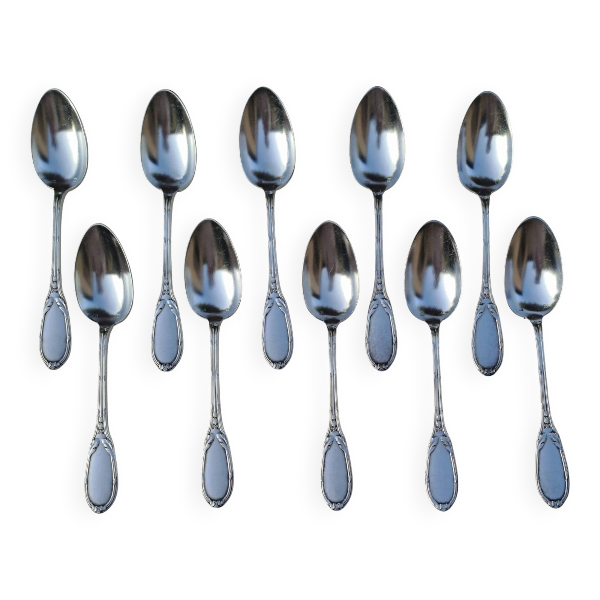 10 small silver-plated metal spoons SF Saglier Frères