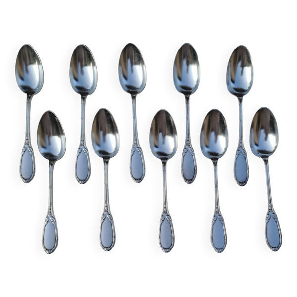 10 petites cuillères en métal argenté SF Saglier Frères