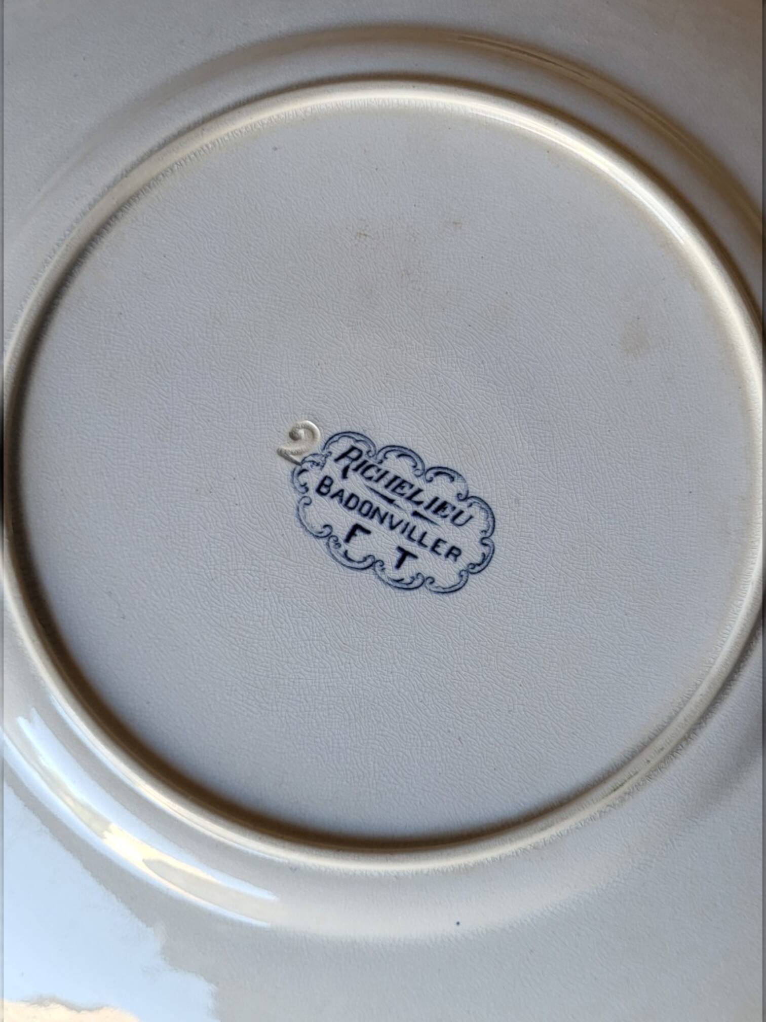 6 assiettes plates Badonviller modèle Richelieu