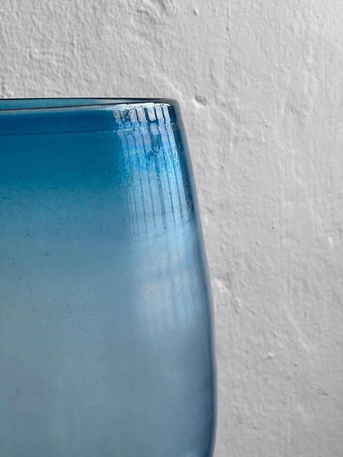 Big Opalescent Vase in Hand Blown Murano Glass, Blue Purple Gold Iridescent