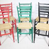 Mid-Century Italian Dining Chairs with Woven Seats, Set of 6, 1960s–70s