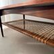 Vintage Creafort coffee table 1960s teak with rattan magazine shelf