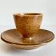 Vintage ceramic and wood egg cups