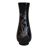 Small vase in black lacquered wood with pearl pattern