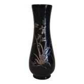 Small vase in black lacquered wood with pearl pattern