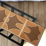 Porte-revue en céramique et fer noir orange et marron années 70