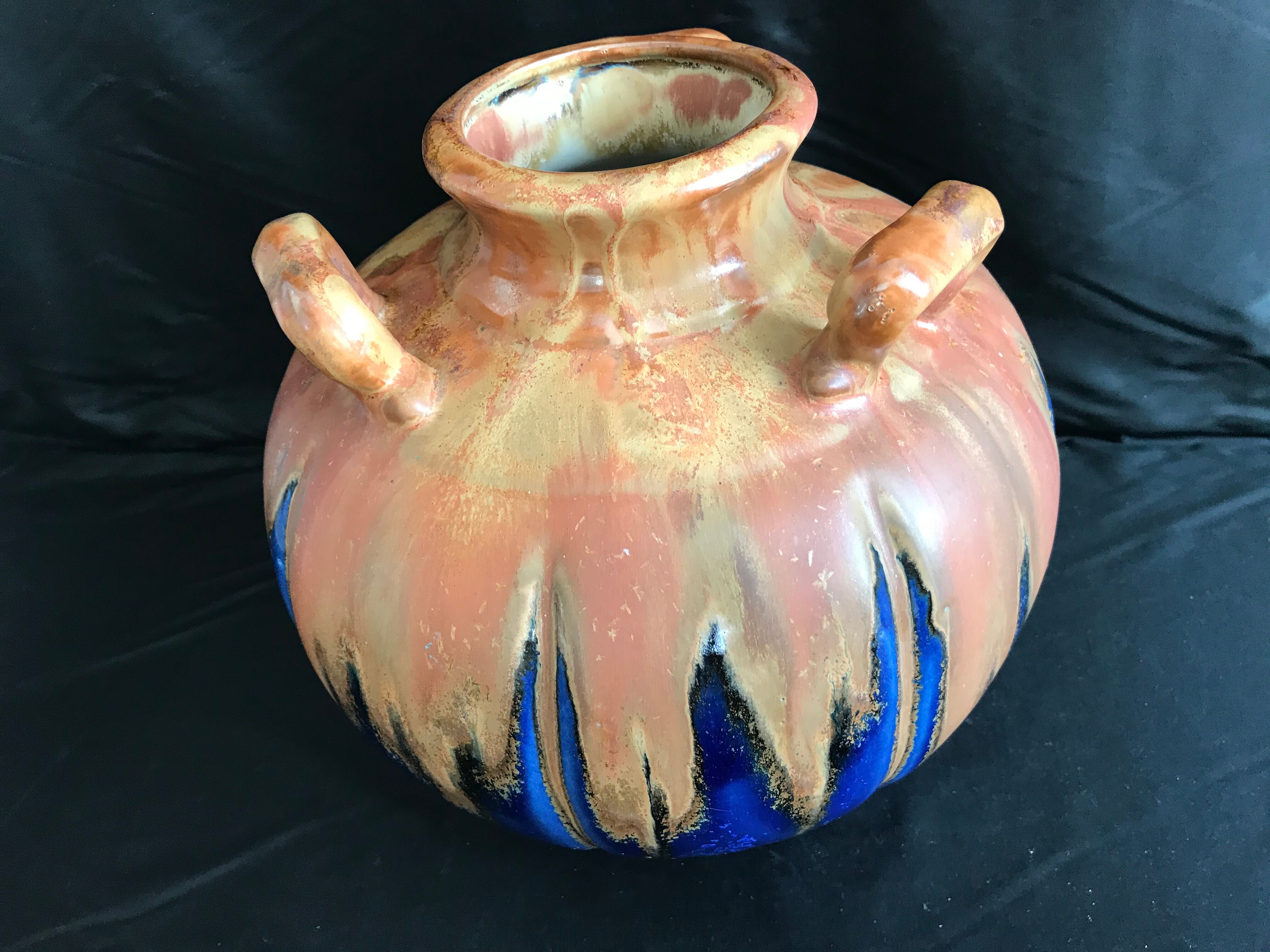 Vase with 3 handles - Gilbert Méténier - Fabrique Méténier à Gannat Art deco - art stoneware