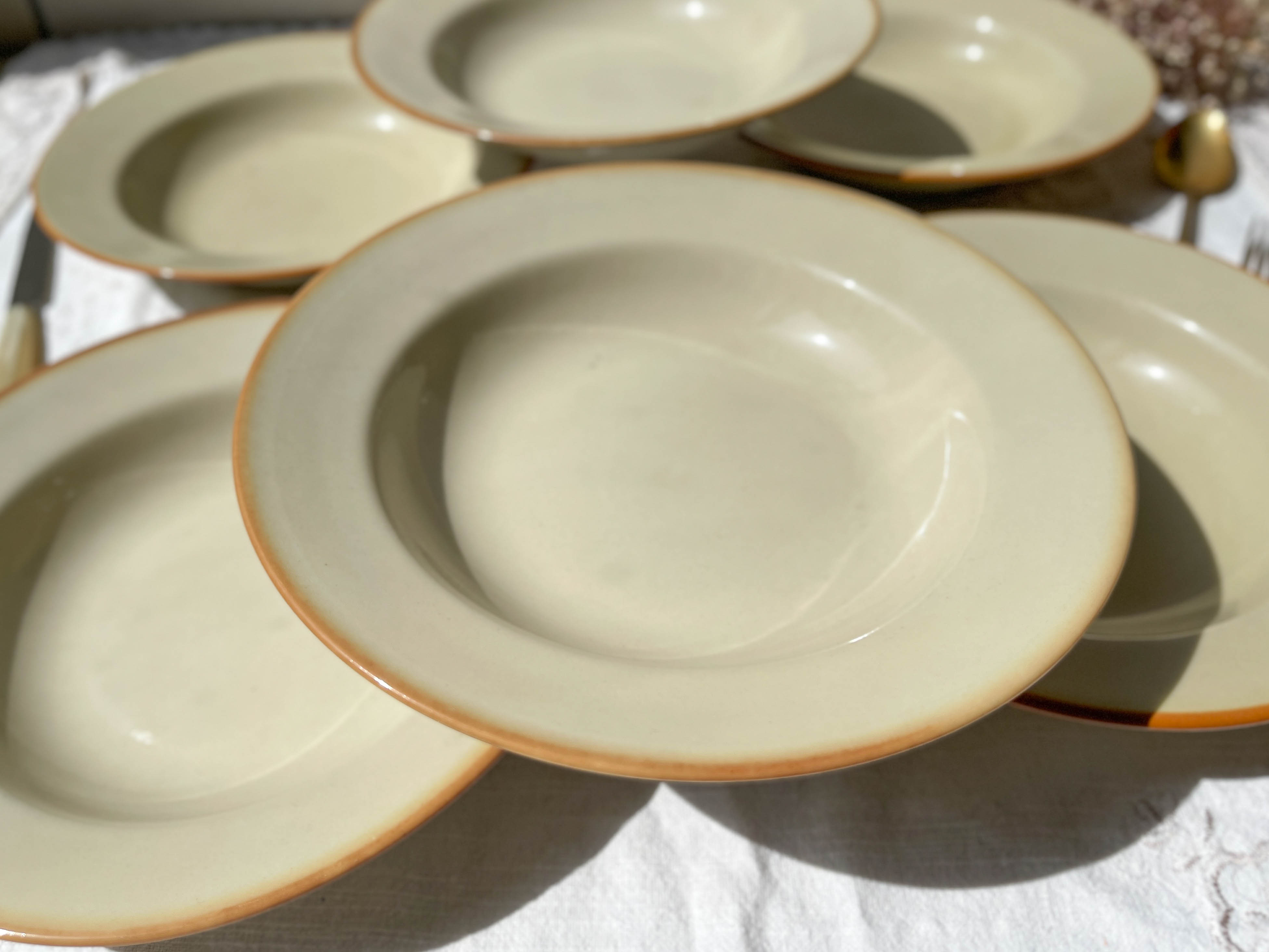 6 Hollow plates in beige sandstone Tulowice Poland 1970