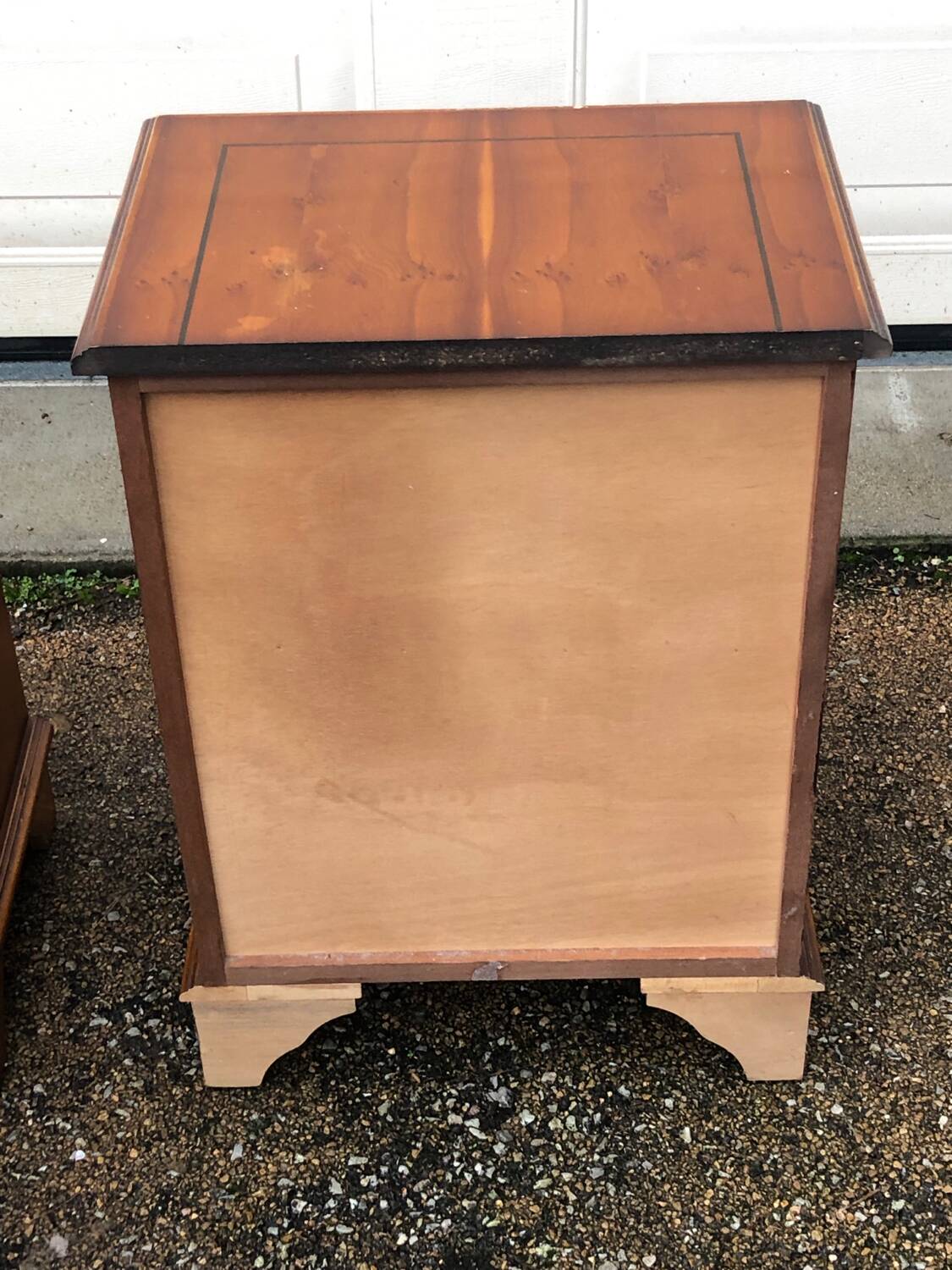 2 old wooden bedside tables with leather top