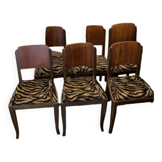 Lot de 6 chaises Art-Deco année 40
