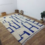 Azilal vintage rug 310x200 cm - Blue geometric patterns