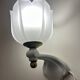 pair of ceramic and frosted glass wall lights 1950