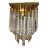 Venini Ceiling light large crystal glass blade, Italy 1980s