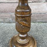 Vintage floor lamp wood & fabric 1970