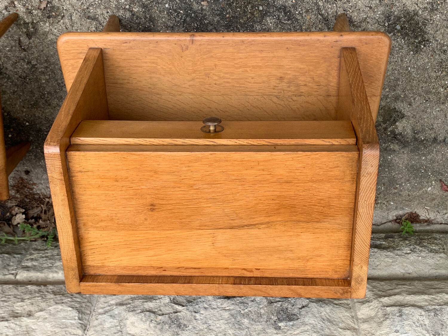 Pair of bedside feet compass solid oak vintage 1950
